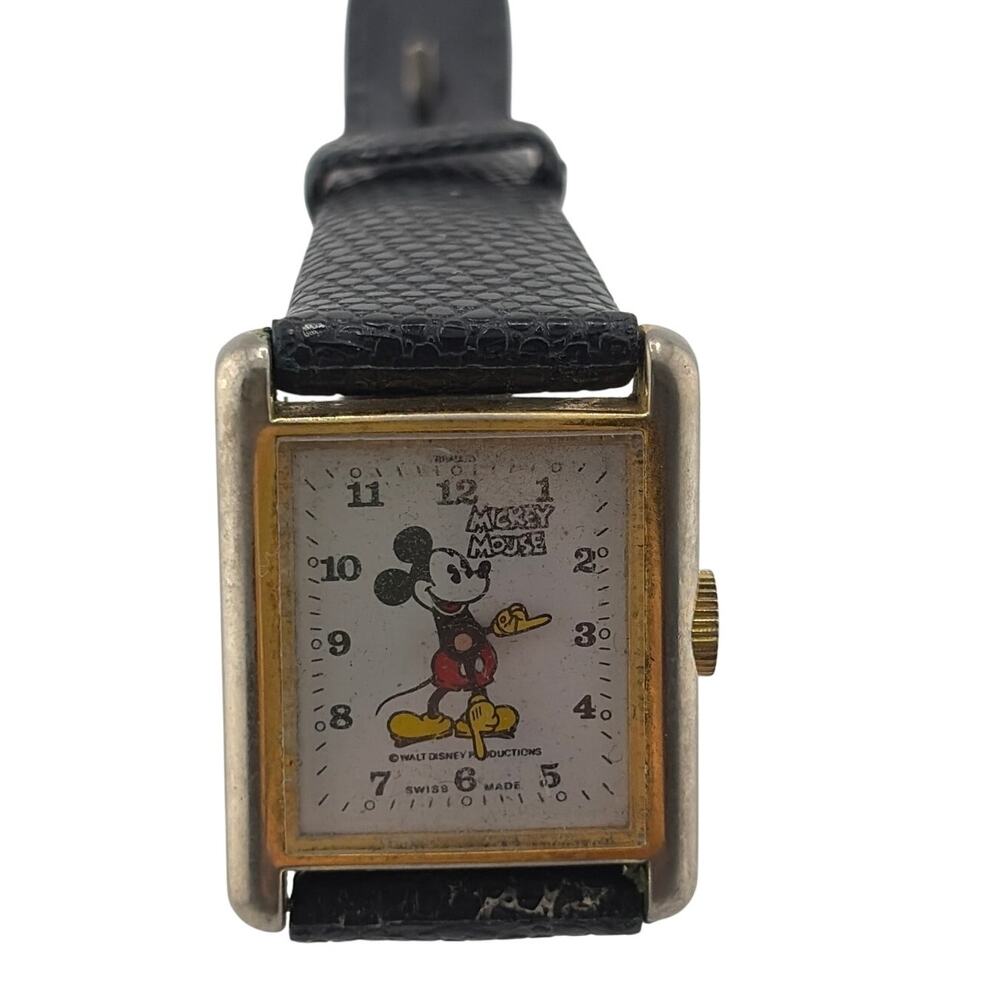 Vintage Bradley Mickey Mouse 1970s Tank Watch Wristwatch